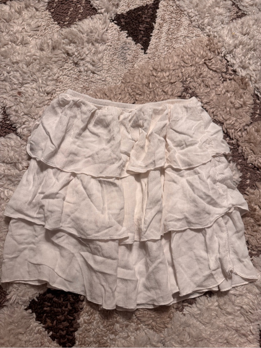 Brandy Melville Cream Tiered Ruffle Mini Skirt